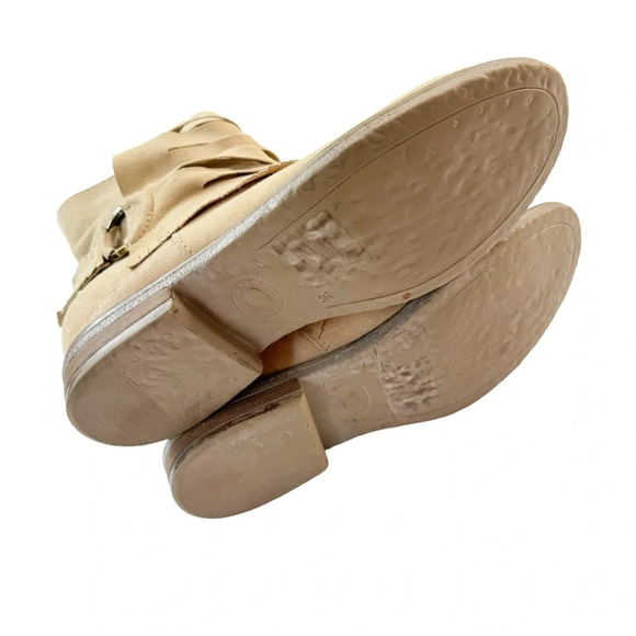 Sundance Suede Western Fringe Ankle Boot Bootie Beige Size 36 - Picture 9 of 11